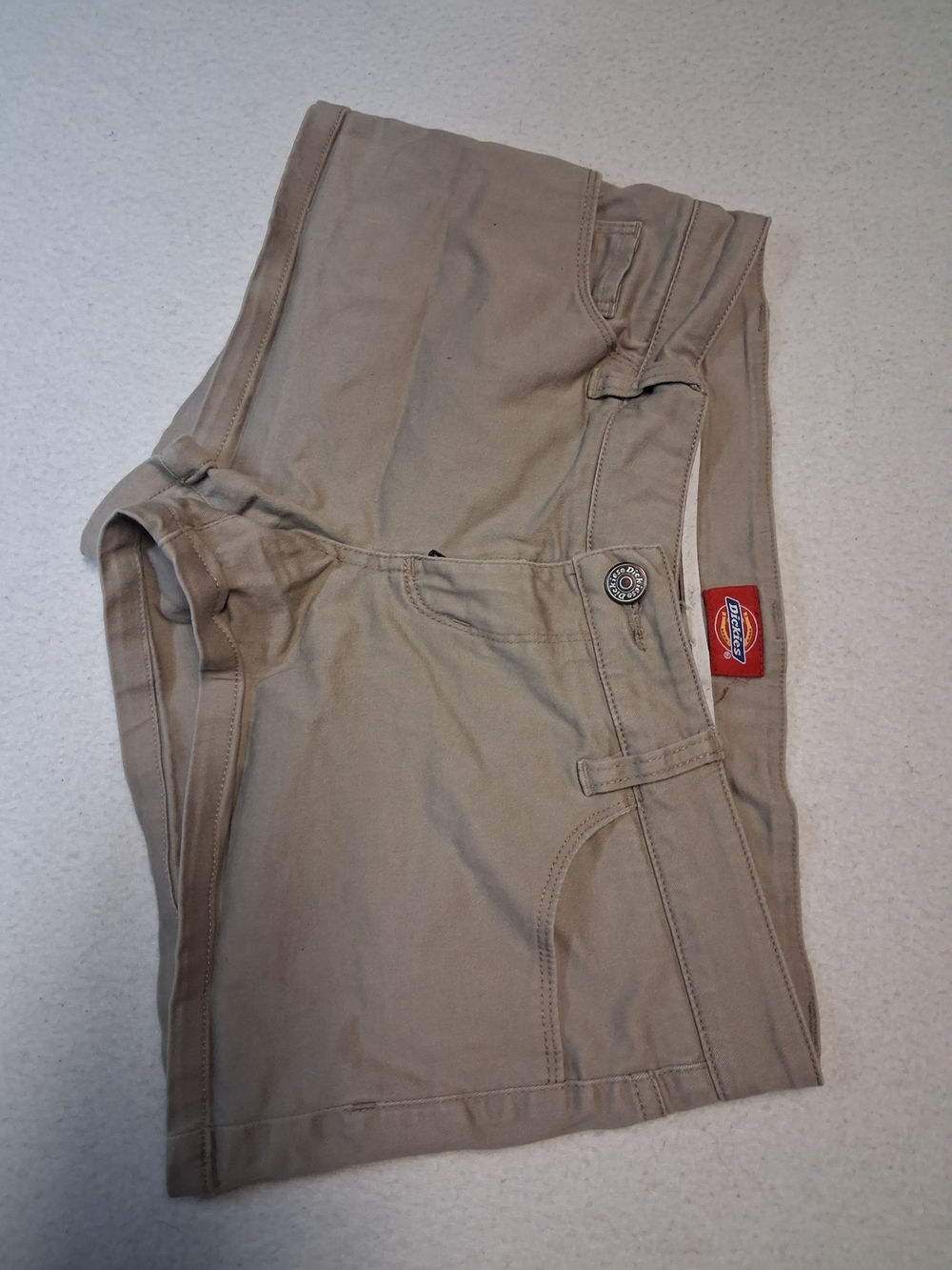 Dickies Junior Women Beige Work Shorts with Red Logo Tab